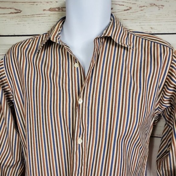 PERRY ELLIS Vintage striped button down shirt 14.5 - Picture 2 of 9